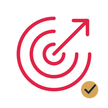 Bullseye target drawn as an accent icon with clean rounded lines.