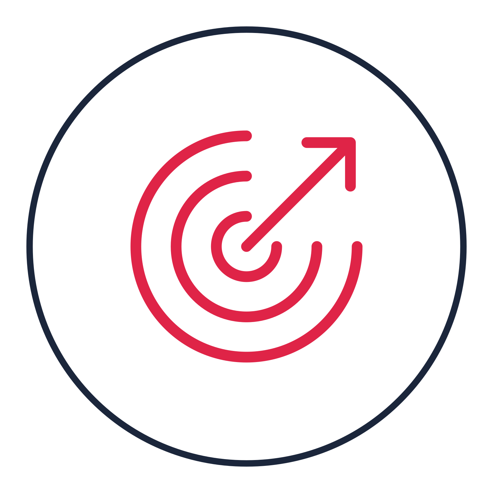 Bullseye target drawn as a medallion icon with clean rounded lines.