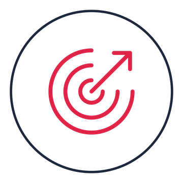 Bullseye target drawn as a medallion icon with clean rounded lines.