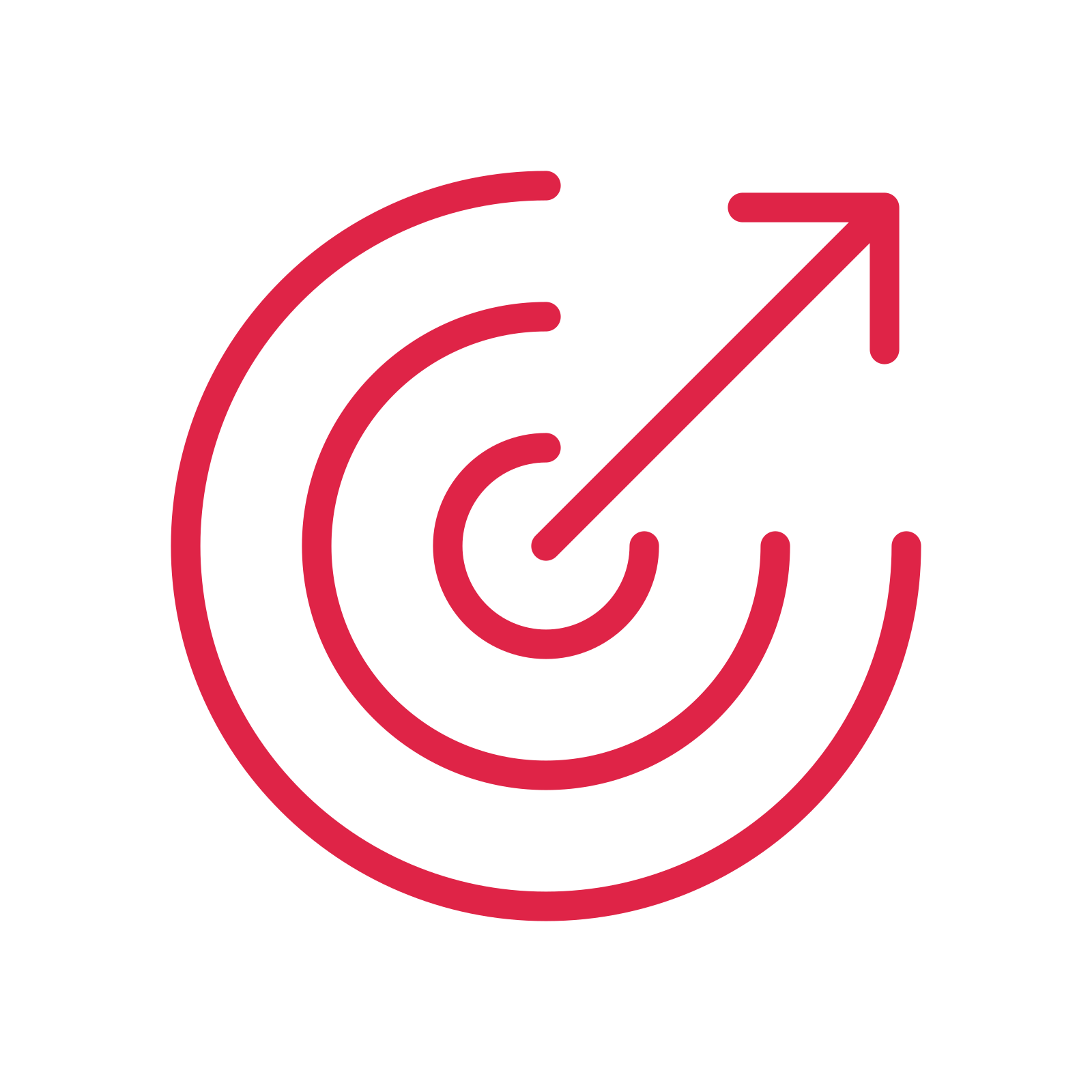 Bullseye target drawn as an outline icon with clean rounded lines.
