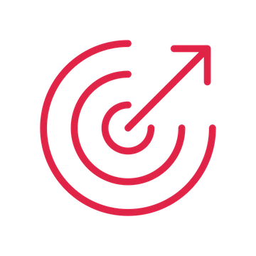Bullseye target drawn as an outline icon with clean rounded lines.