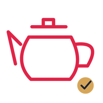 Tea pot drawn as an accent icon with clean rounded lines.