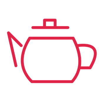 Tea pot drawn as an outline icon with clean rounded lines.