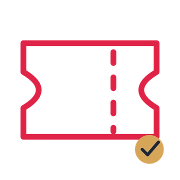 Event admission ticket drawn as a accent icon with clean rounded lines.