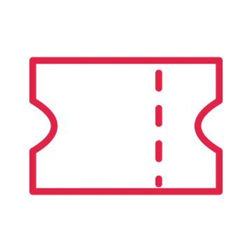 Event admission ticket drawn as a outline icon with clean rounded lines.
