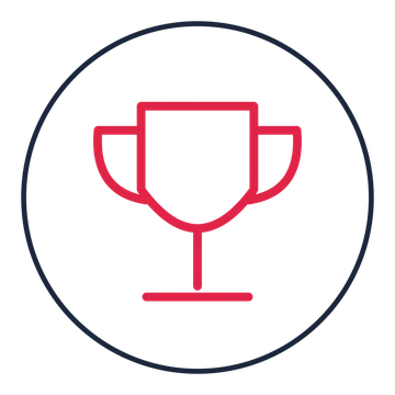Achievement trophy drawn as a medallion icon with clean rounded lines.