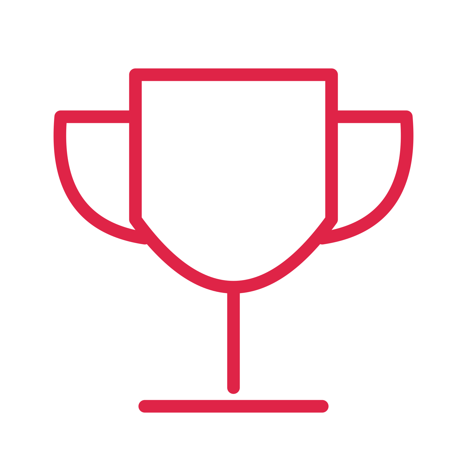 Achievement trophy drawn as an outline icon with clean rounded lines.