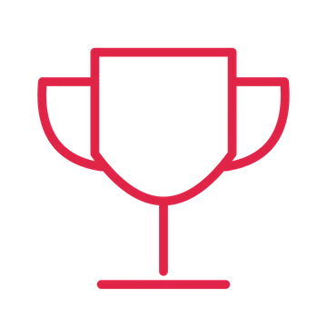 Achievement trophy drawn as an outline icon with clean rounded lines.