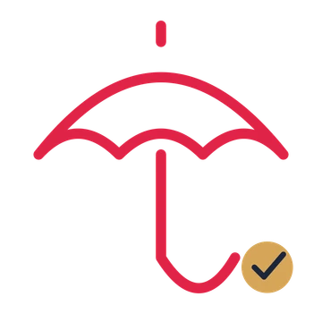 Rain umbrella drawn as an accent icon with clean rounded lines.