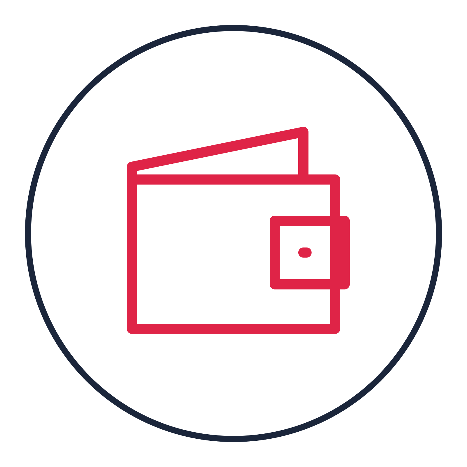 Folded wallet drawn as a medallion icon with clean rounded lines.