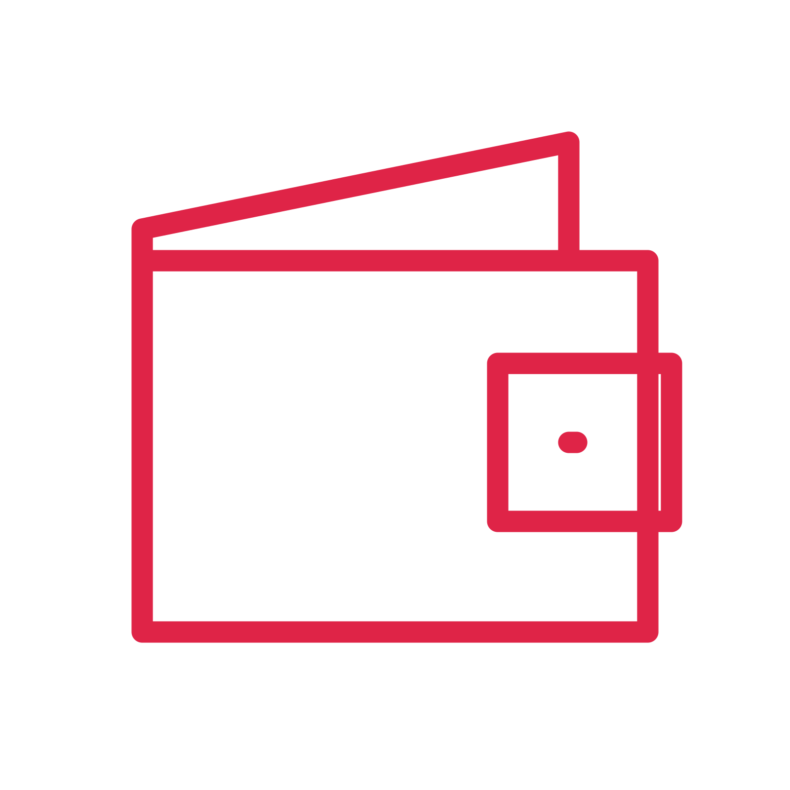 Folded wallet drawn as an outline icon with clean rounded lines.