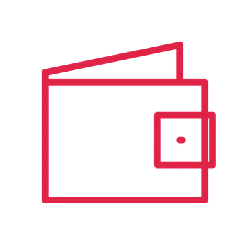 Folded wallet drawn as an outline icon with clean rounded lines.