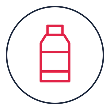 Reusable water bottle drawn as a medallion icon with clean rounded lines.