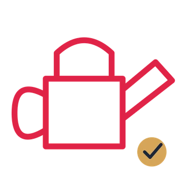 Garden watering can drawn as an accent icon with clean rounded lines.