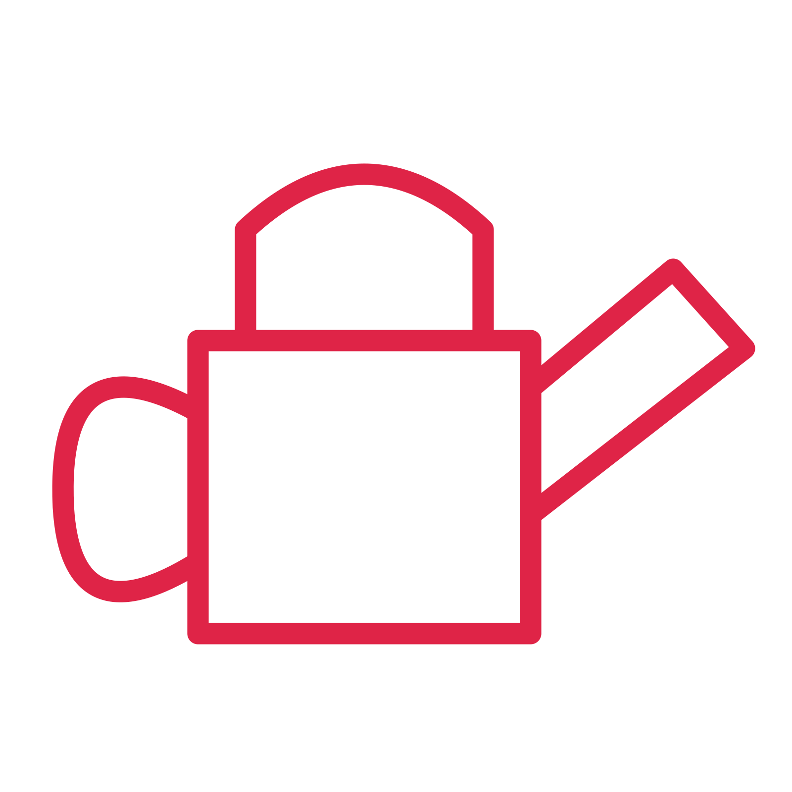 Garden watering can drawn as an outline icon with clean rounded lines.