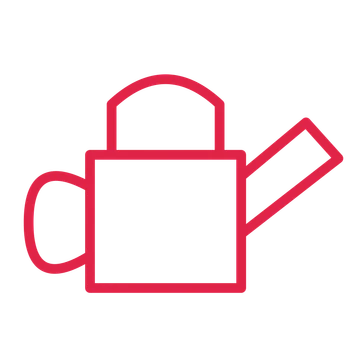 Garden watering can drawn as an outline icon with clean rounded lines.