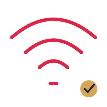 Wireless network signal drawn as an accent icon with clean rounded lines.