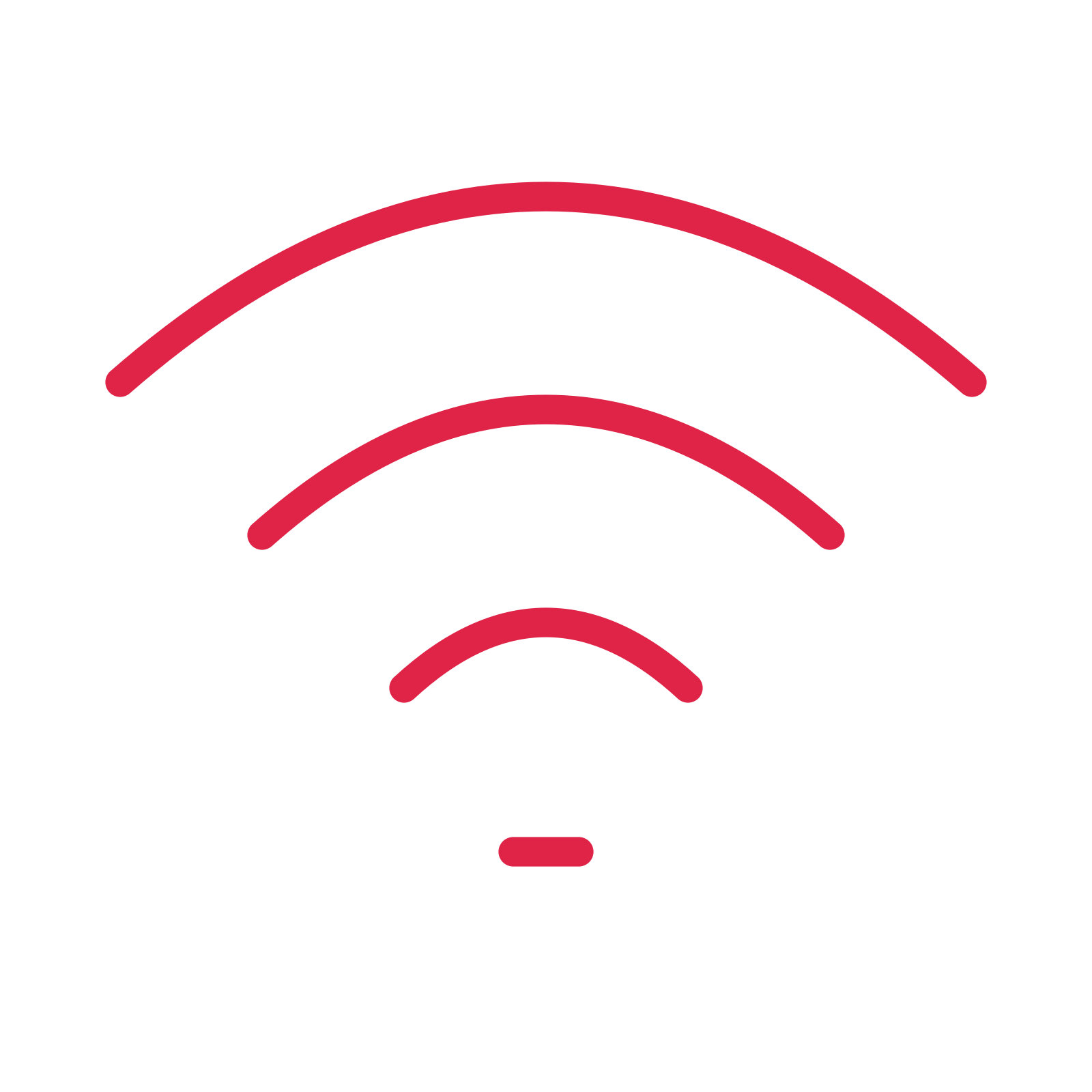 Wireless network signal drawn as an outline icon with clean rounded lines.
