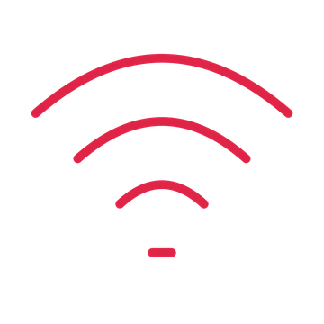 Wireless network signal drawn as an outline icon with clean rounded lines.