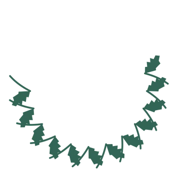 A crescent birch wreath made from 12 leafy motifs around an empty centre.