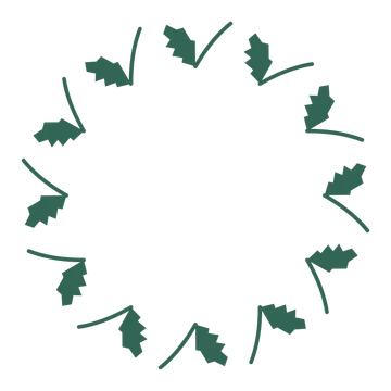 A full birch wreath made from 12 leafy motifs around an empty centre.