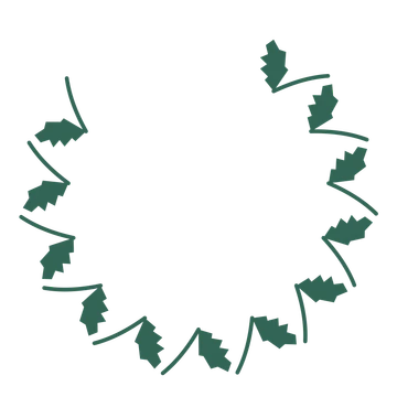 A open top birch wreath made from 12 leafy motifs around an empty centre.