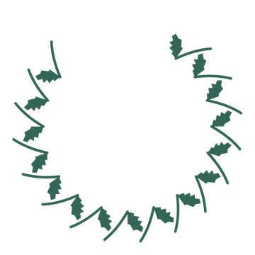 A open top birch wreath made from 16 leafy motifs around an empty centre.