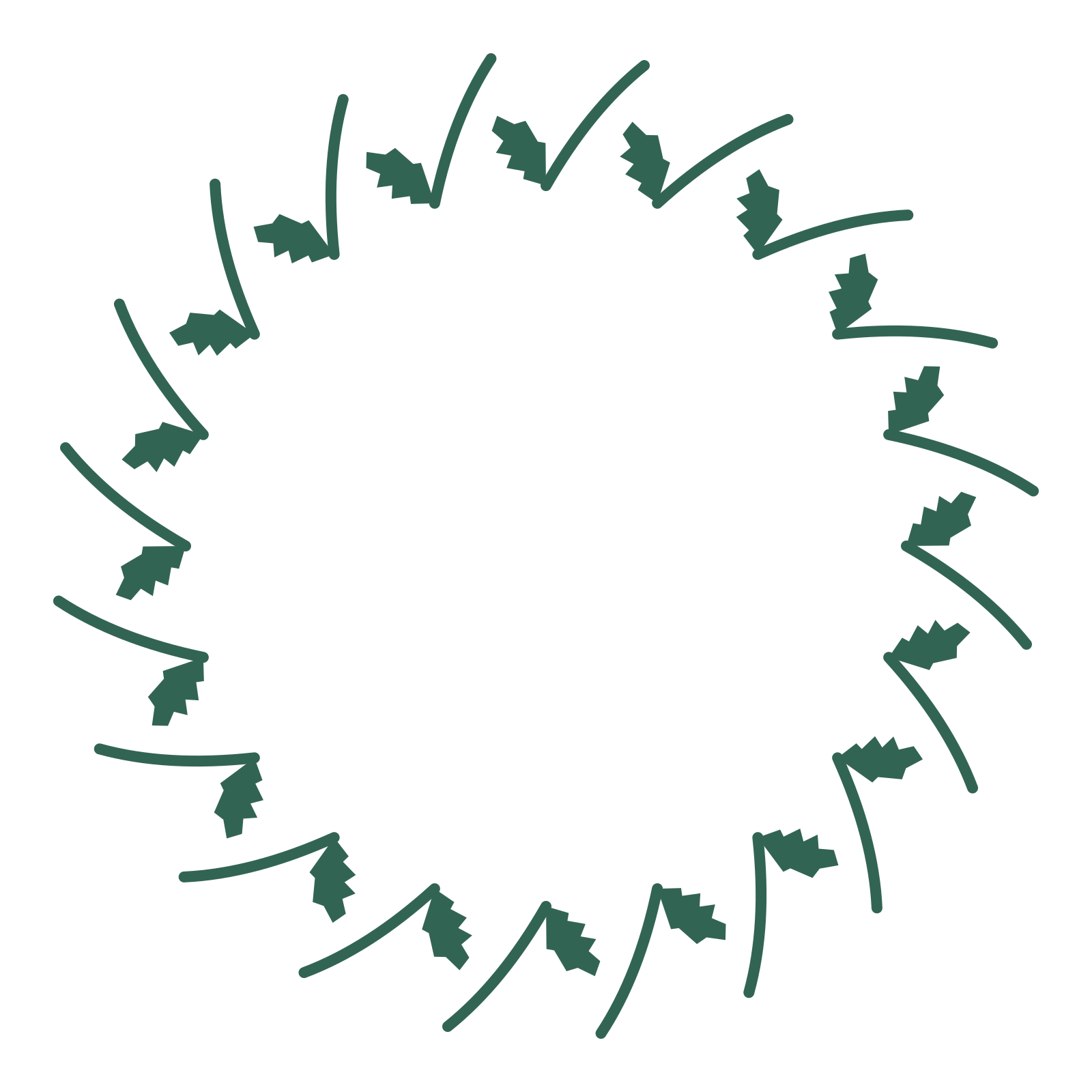 A full birch wreath made from 20 leafy motifs around an empty centre.
