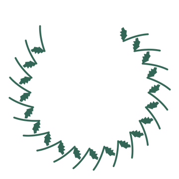 A open top birch wreath made from 20 leafy motifs around an empty centre.