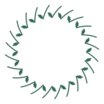 A full birch wreath made from 24 leafy motifs around an empty centre.