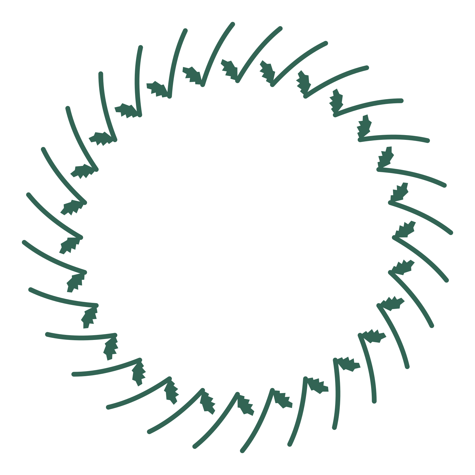 A full birch wreath made from 28 leafy motifs around an empty centre.