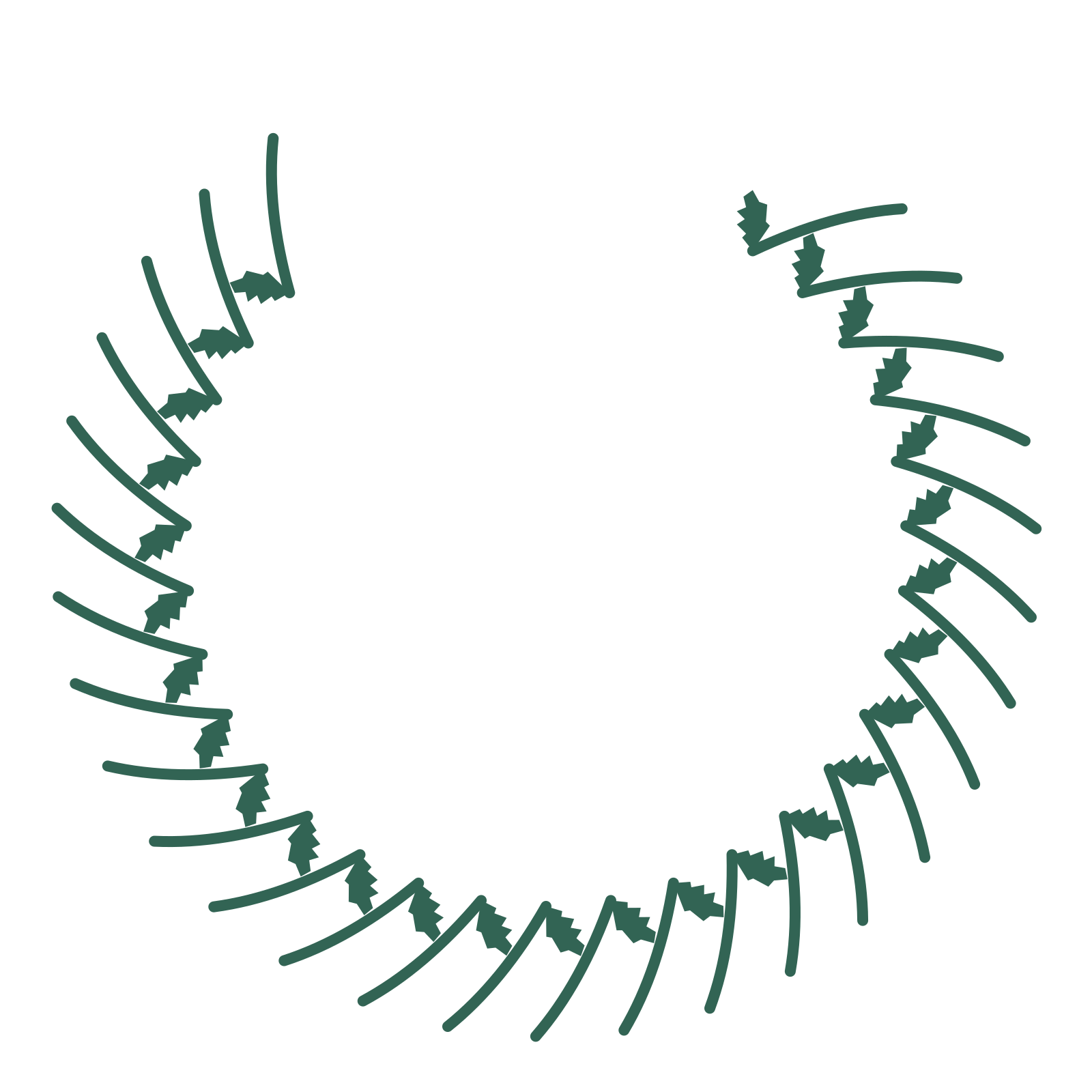 A open top birch wreath made from 28 leafy motifs around an empty centre.