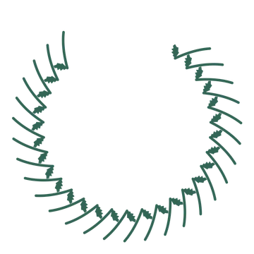 A open top birch wreath made from 28 leafy motifs around an empty centre.