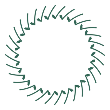A full birch wreath made from 32 leafy motifs around an empty centre.