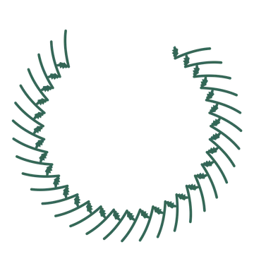 A open top birch wreath made from 32 leafy motifs around an empty centre.