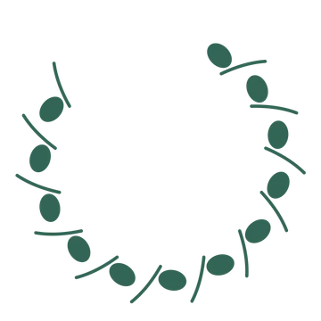 A open top eucalyptus wreath made from 12 leafy motifs around an empty centre.