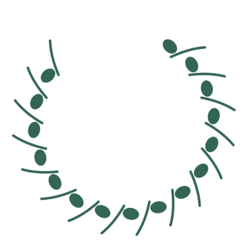 A open top eucalyptus wreath made from 16 leafy motifs around an empty centre.