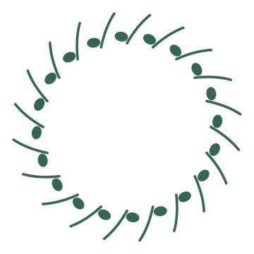 A full eucalyptus wreath made from 20 leafy motifs around an empty centre.