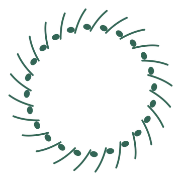 A full eucalyptus wreath made from 24 leafy motifs around an empty centre.