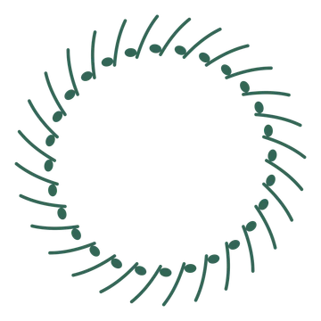 A full eucalyptus wreath made from 28 leafy motifs around an empty centre.