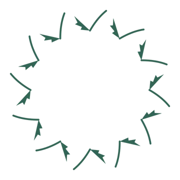 A full fern wreath made from 12 leafy motifs around an empty centre.