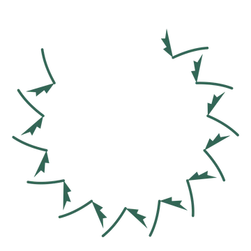 A open top fern wreath made from 12 leafy motifs around an empty centre.