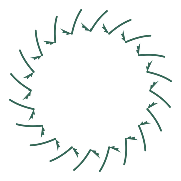 A full fern wreath made from 20 leafy motifs around an empty centre.