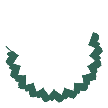 A crescent ginkgo wreath made from 12 leafy motifs around an empty centre.