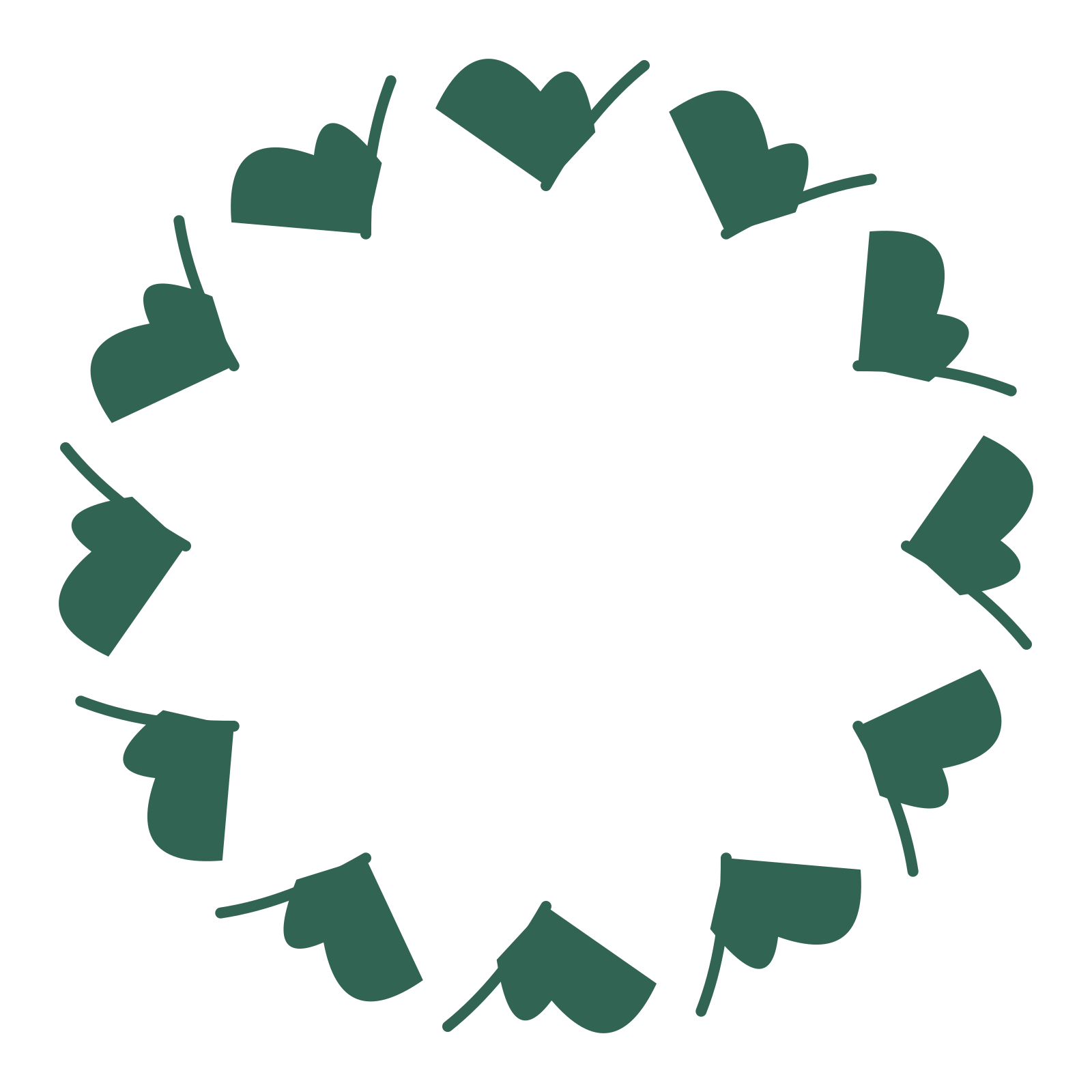 A full ginkgo wreath made from 12 leafy motifs around an empty centre.