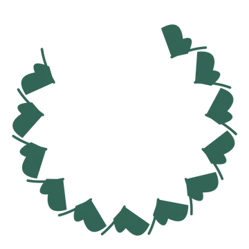 A open top ginkgo wreath made from 12 leafy motifs around an empty centre.