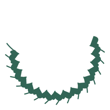 A crescent ginkgo wreath made from 16 leafy motifs around an empty centre.
