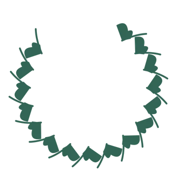 A open top ginkgo wreath made from 16 leafy motifs around an empty centre.
