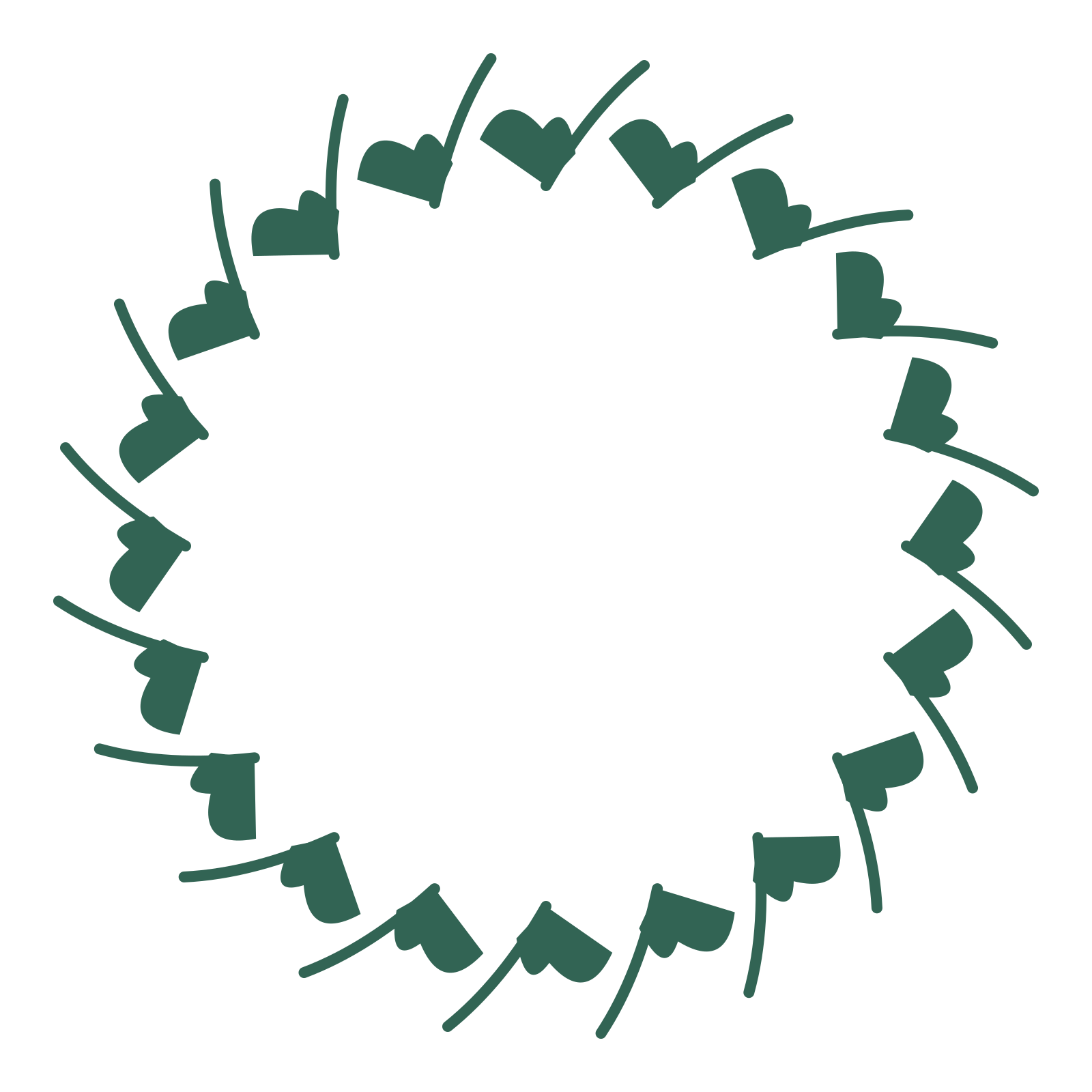 A full ginkgo wreath made from 20 leafy motifs around an empty centre.