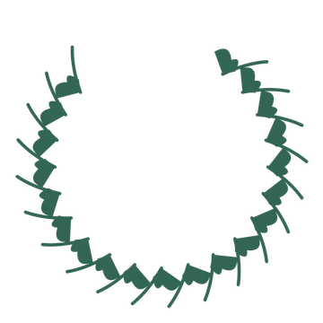A open top ginkgo wreath made from 20 leafy motifs around an empty centre.